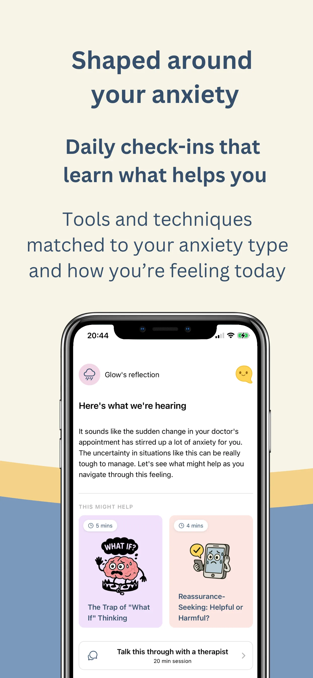 Glow daily check-in tracking your anxiety patterns